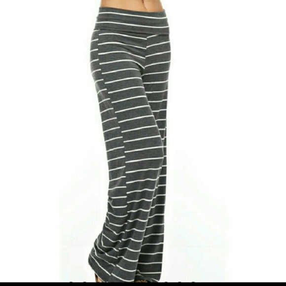 The Chic Petunia Pants - ❌ SOLD ❌ Charcoal stripe wide leg casual pants